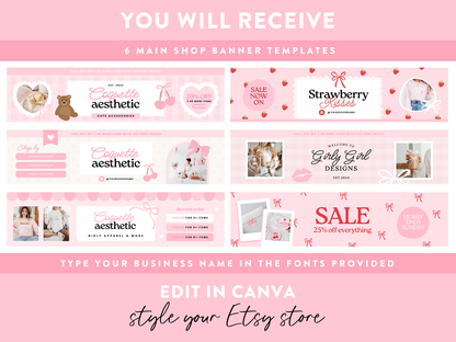 Coquette Etsy Shop Banner Templates