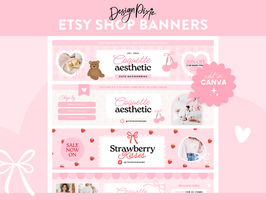 Coquette Etsy Shop Banner Templates