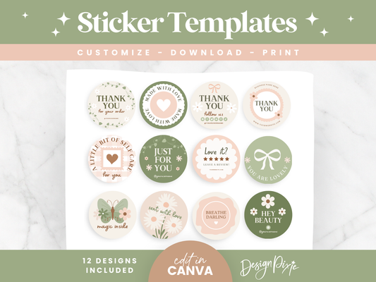 Cottagecore Sticker Templates