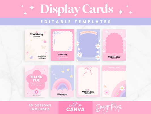 Girly Pink Display Card Templates