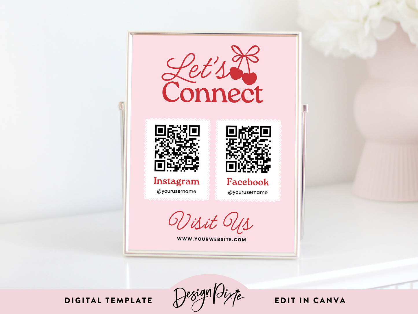 Pink Social Media Sign Template