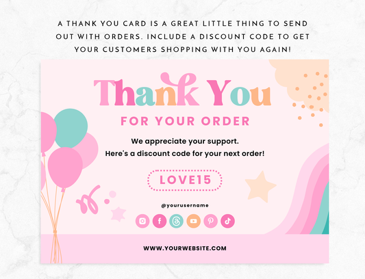 Bright Party Thank You Card Template