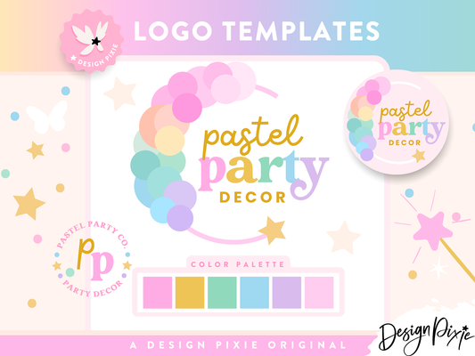 Pastel Balloon Arch Logo Design Template