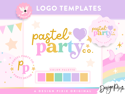 Pastel Party Balloon Logo Design Template
