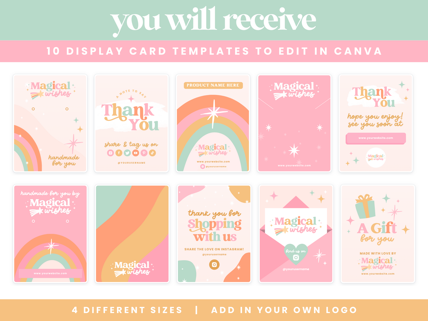 Pastel Rainbow Display Card Templates