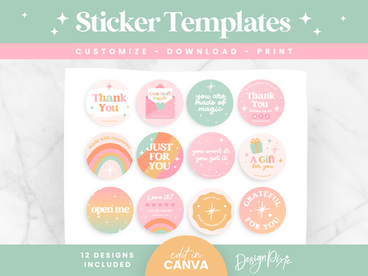 Pastel Rainbow Sticker Label Templates