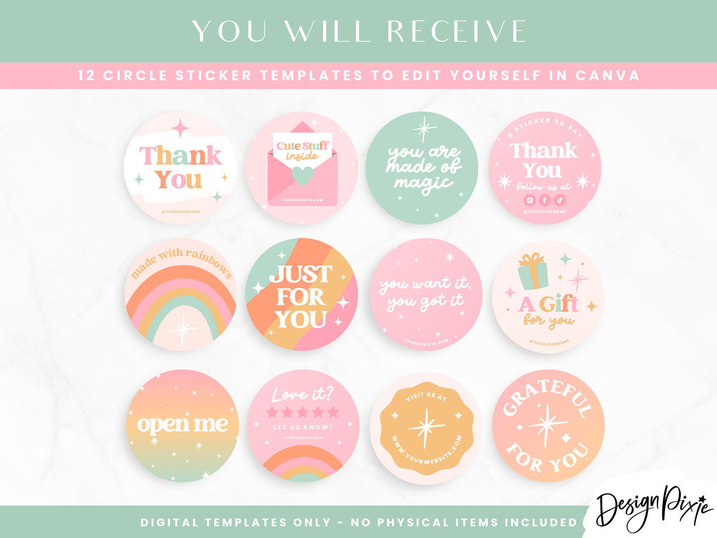 Pastel Rainbow Sticker Label Templates