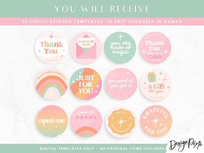 Pastel Rainbow Sticker Label Templates