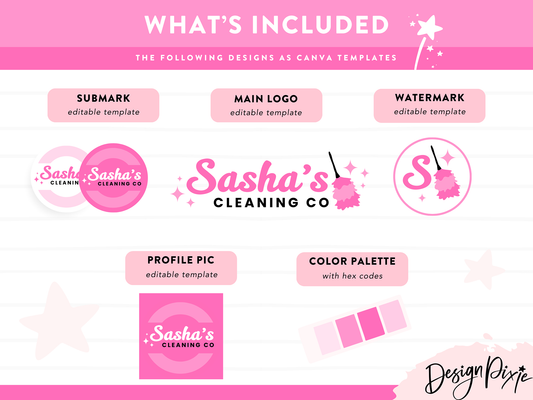 Pink Cleaner Logo Design Template