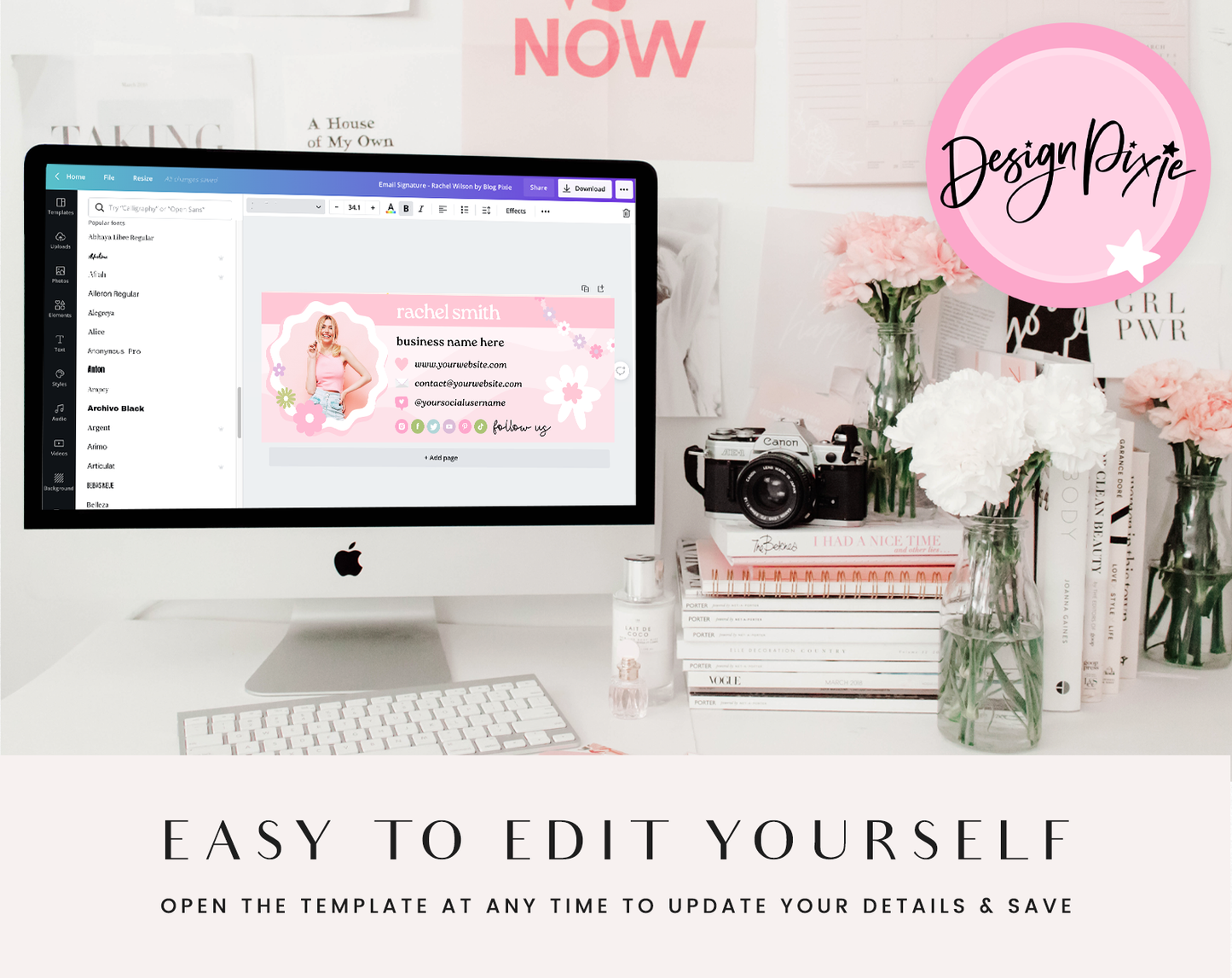 Pink Email Signature Template