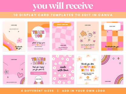 Pink Retro Display Card Templates