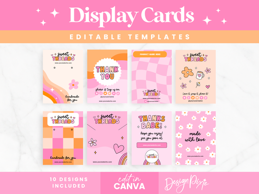 Pink Retro Display Card Templates