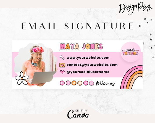 Pink Retro Email Signature Template