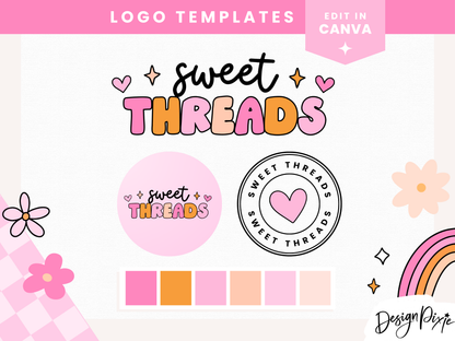 Pink Retro Logo Template