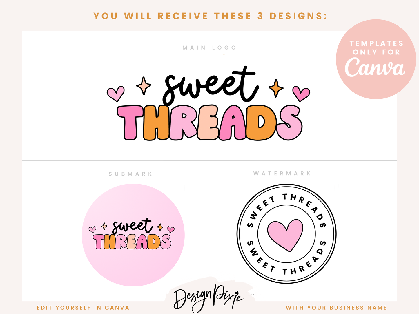 Pink Retro Logo Template