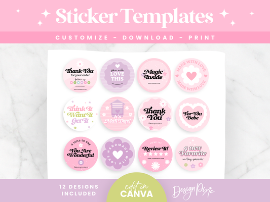 Pink Sticker Templates