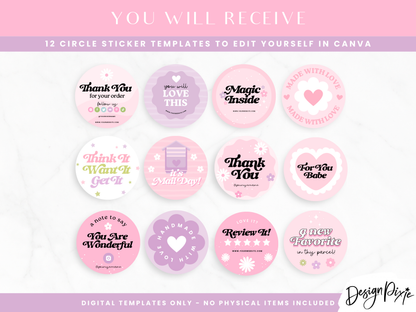 Pink Sticker Templates