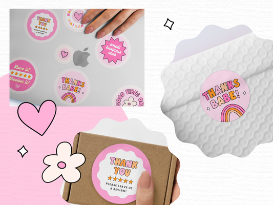 Pink Retro Sticker Templates
