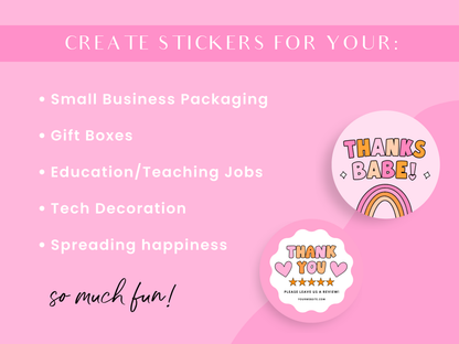 Pink Retro Sticker Templates