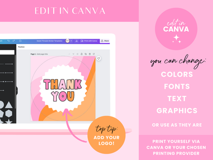 Pink Retro Sticker Templates