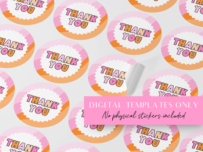 Pink Retro Sticker Templates