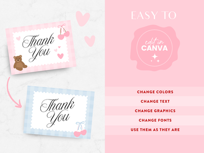 Pretty Pink Thank You Card Template