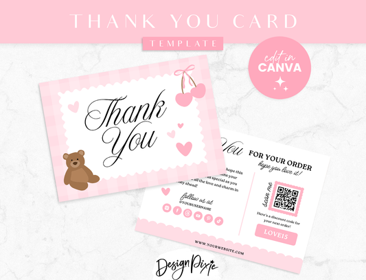 Pretty Pink Thank You Card Template