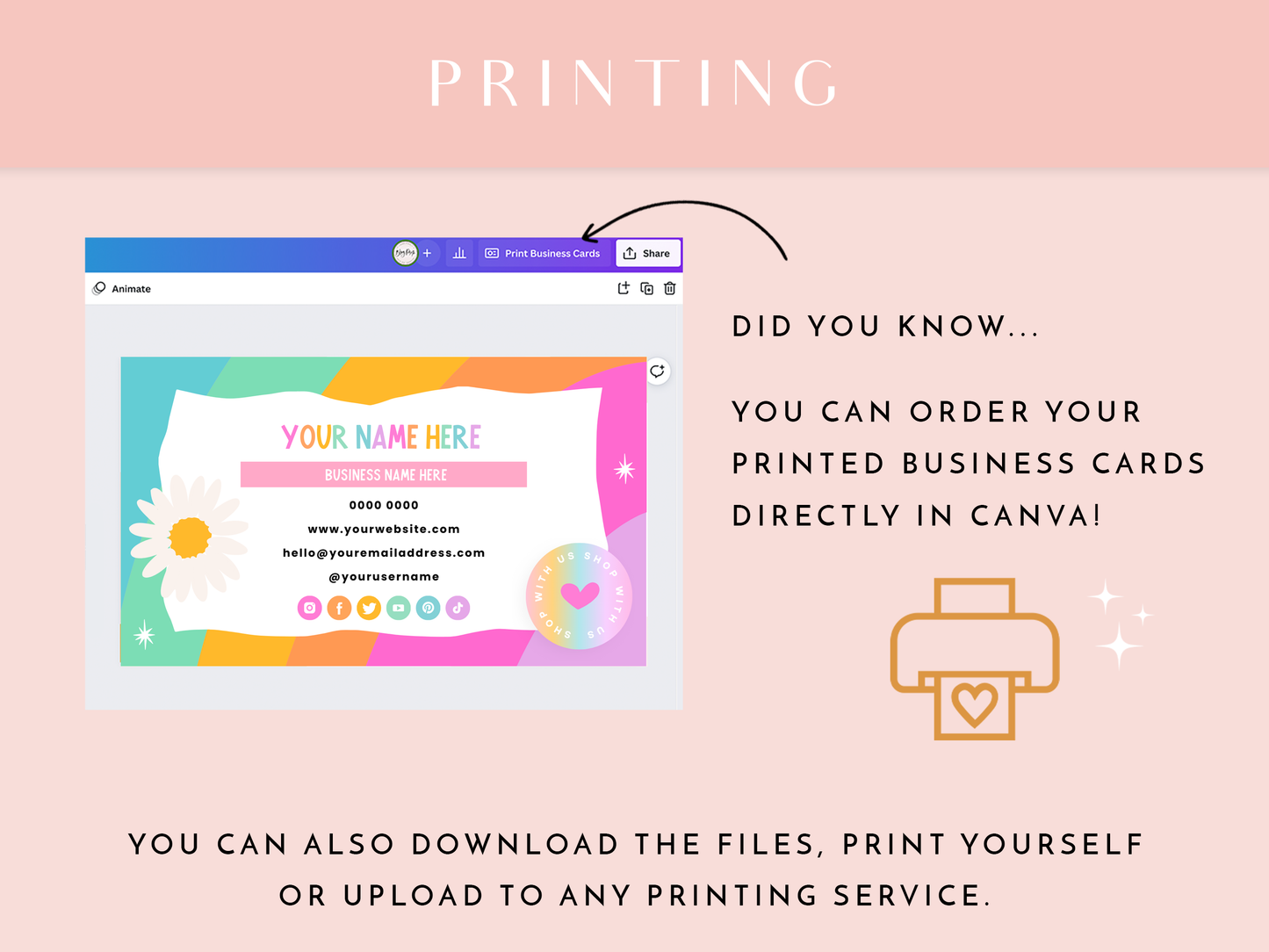Business Card Template - Rainbow Journal