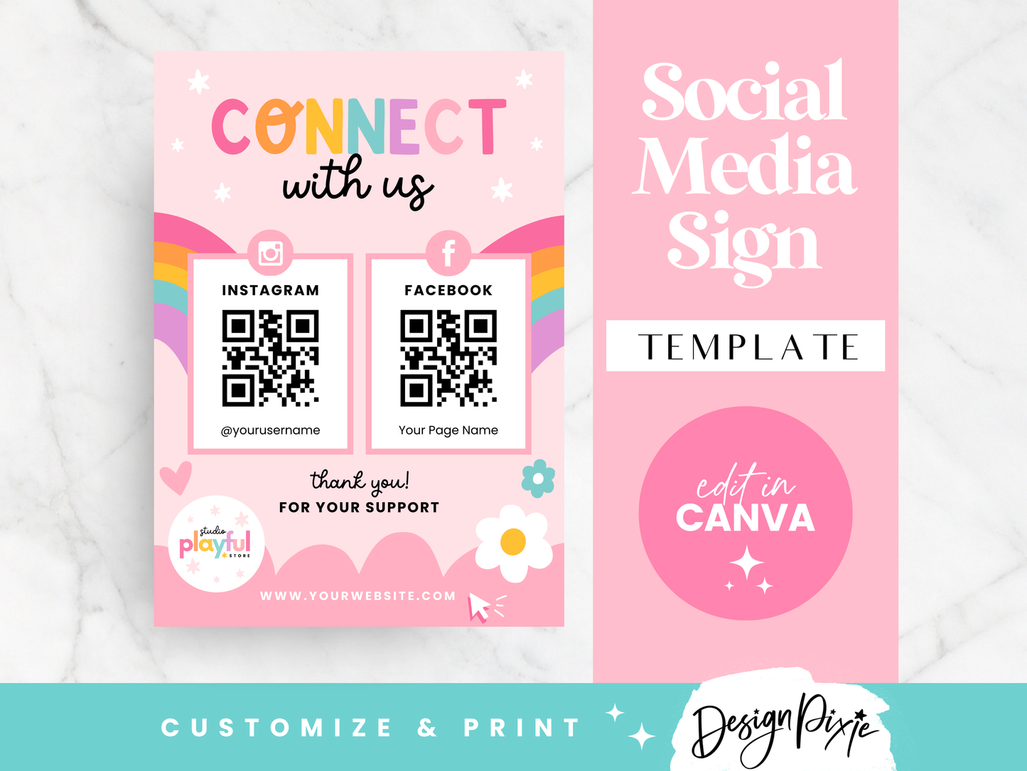Connect With Us Sign - Playful