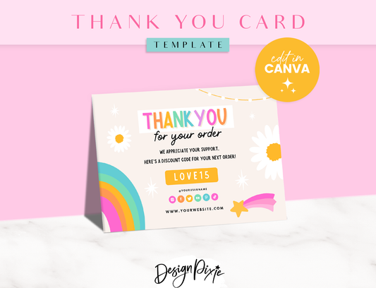 Rainbow Journal Thank You Card Template