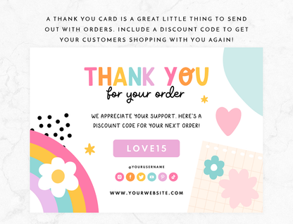Rainbow Thank You Card Template