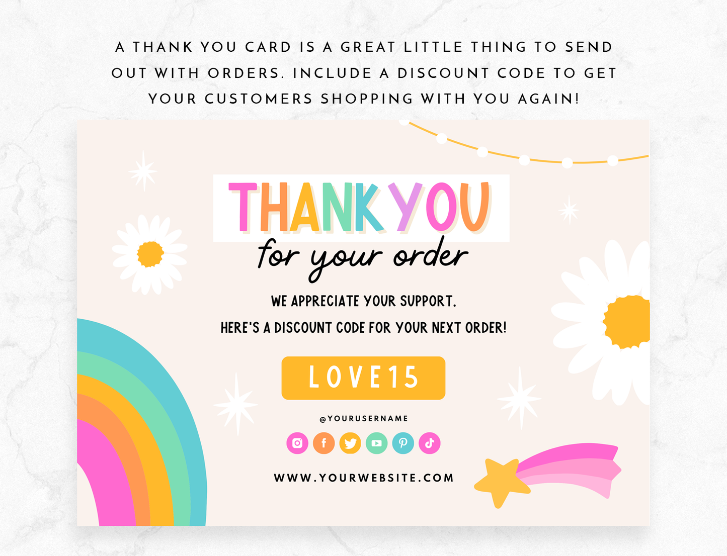 Rainbow Journal Thank You Card Template
