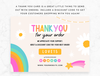 Rainbow Journal Thank You Card Template
