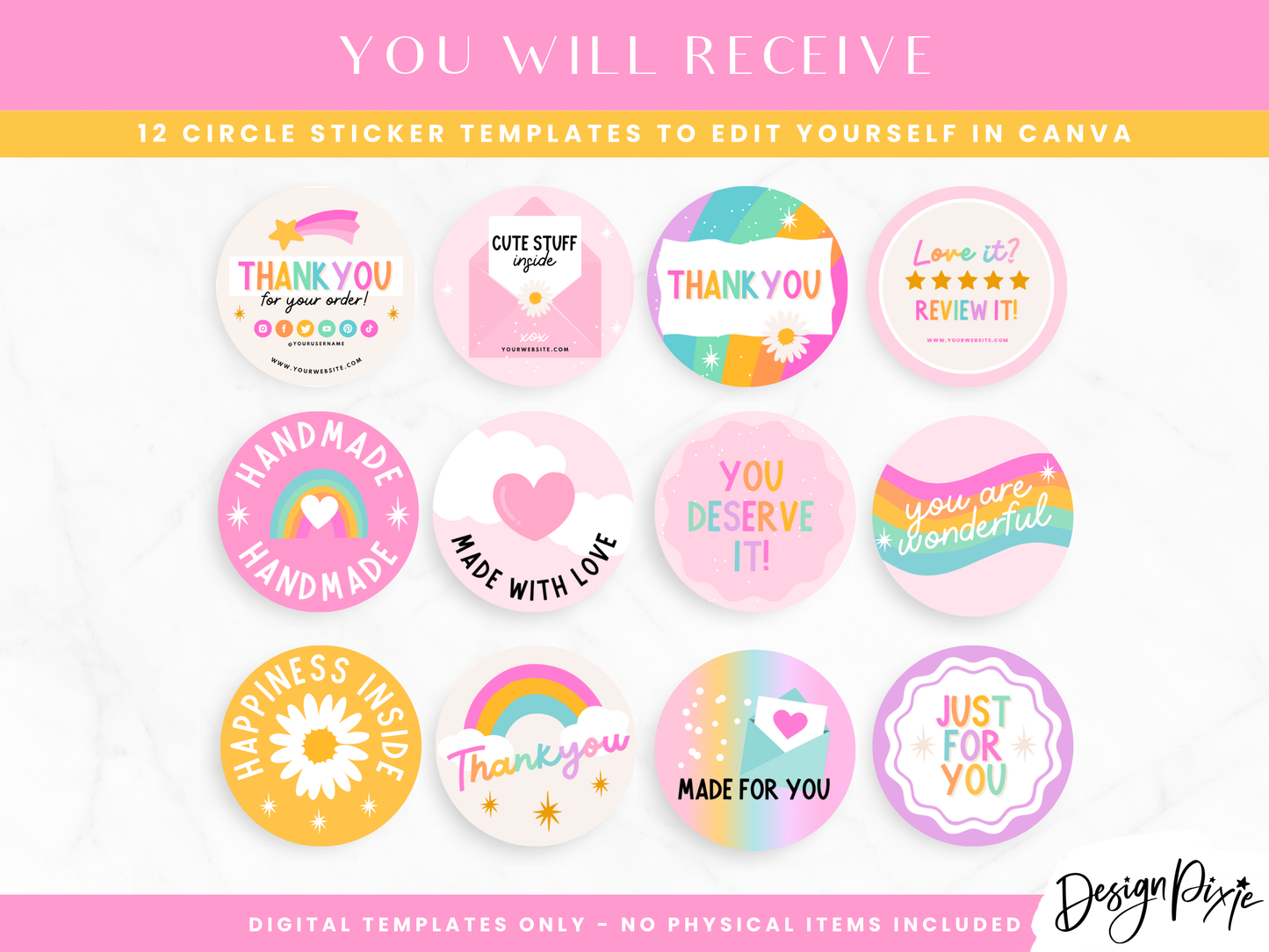 Rainbow Thank You Stickers