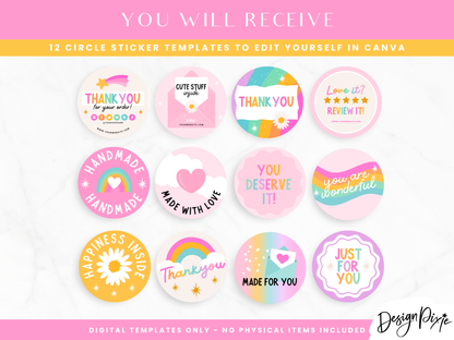 Rainbow Thank You Stickers