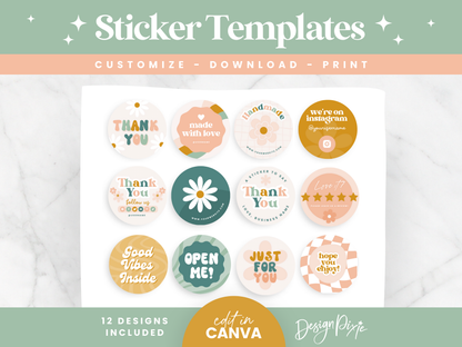 Retro Sticker Label Templates