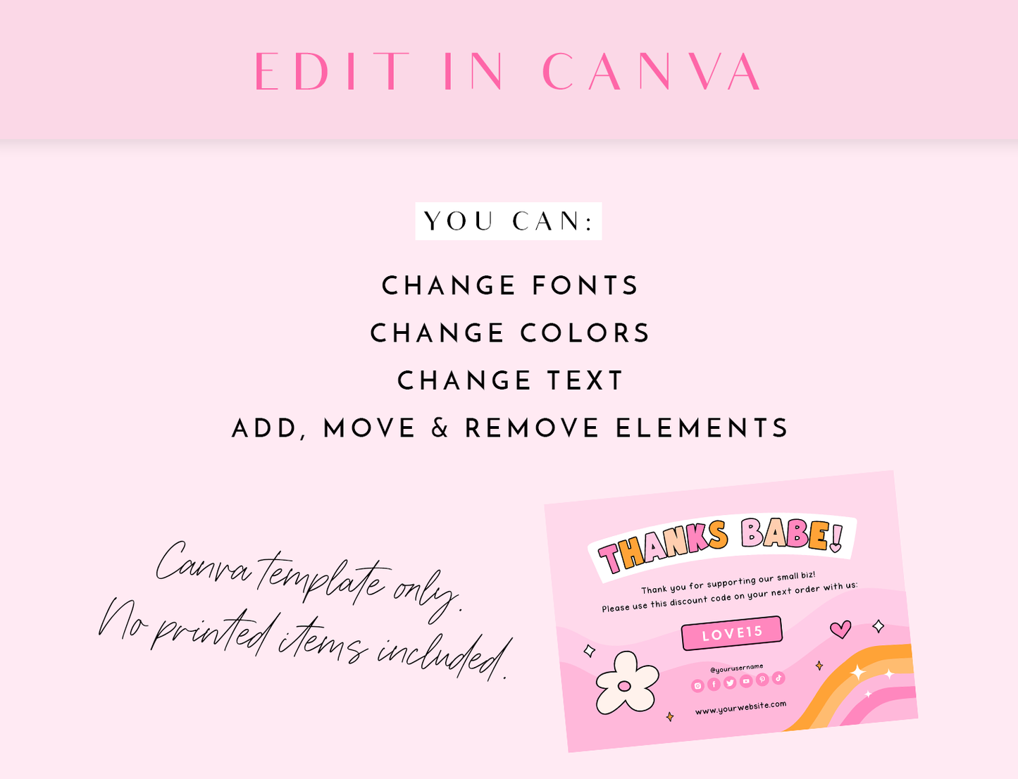 Pink Retro Thank You Card Template