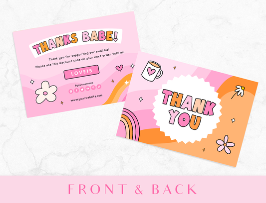 Pink Retro Thank You Card Template