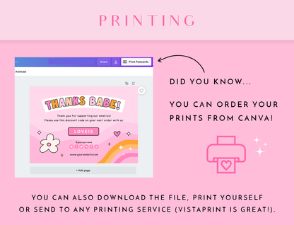 Pink Retro Thank You Card Template
