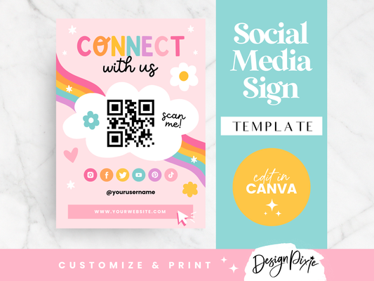 Social Media Sign Template - Playful