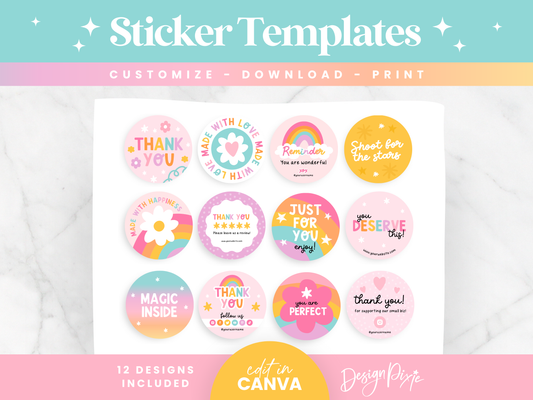 Rainbow Sticker Label Templates