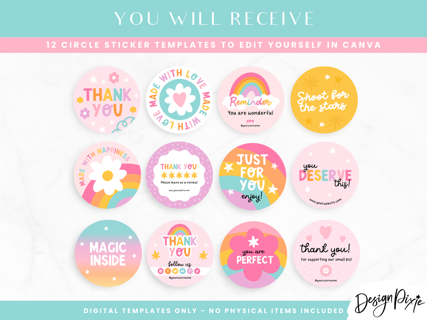 Rainbow Sticker Label Templates