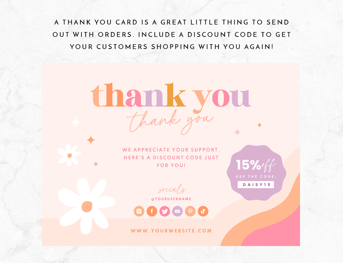 Daisy Days Thank You Card Template