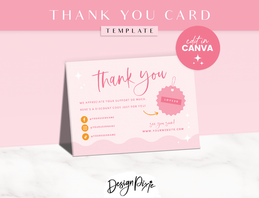 Pink Thank You Card Template