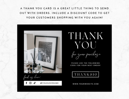 Luxe Black Thank You Card Template