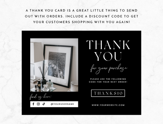 Luxe Black Thank You Card Template
