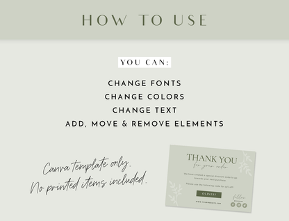 Olive Green Thank You Card Template