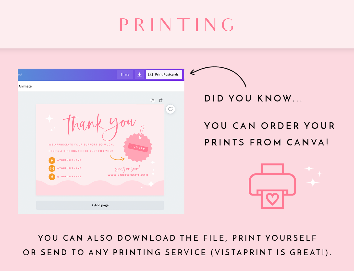 Pink Thank You Card Template