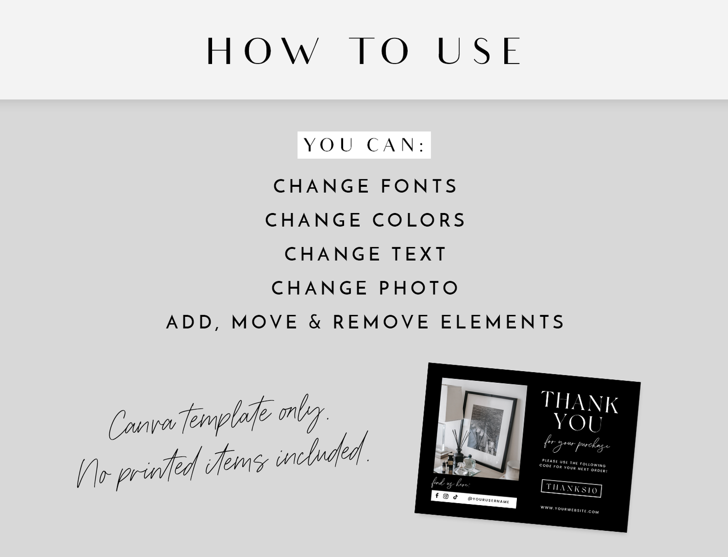 Luxe Black Thank You Card Template