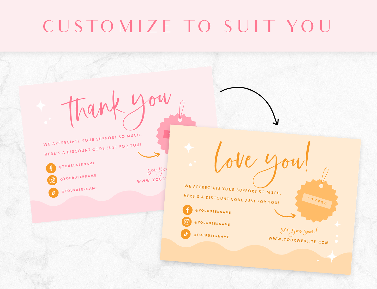 Pink Thank You Card Template